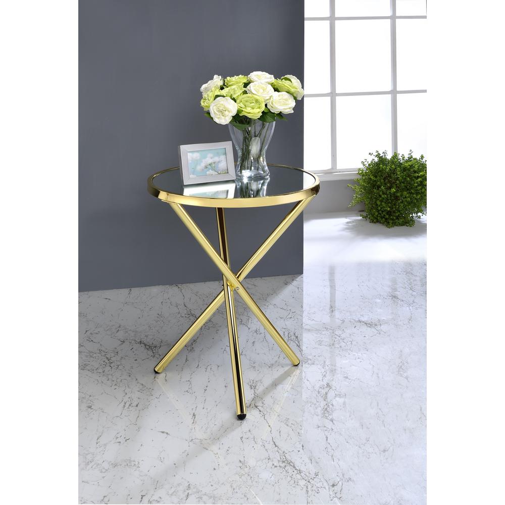 Acme Furniture Lajita Side Table, Mirror and Gold81817 The Home Depot