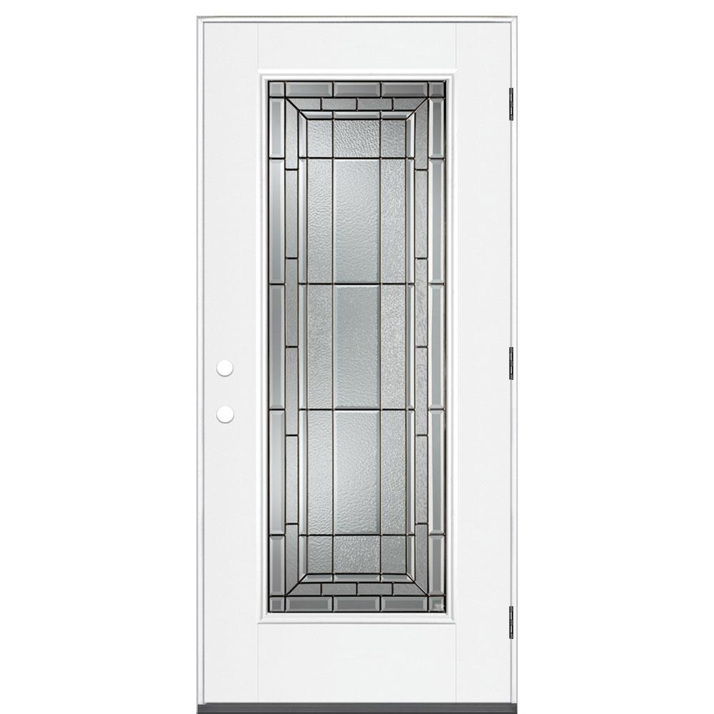 Masonite 36 In X 80 Sequence Full Lite Left Hand Outswing Sequence Full Lite Left Hand Outswing Primed Impact Steel Prehung Front Door No Brickmold