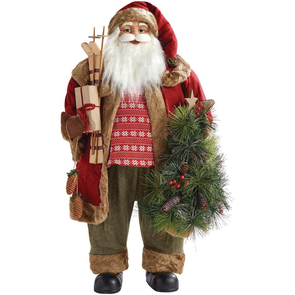 Home Accents Holiday 36 In Christmas Santa With Skis And Tree Asm Jxdh126 The Home Depot