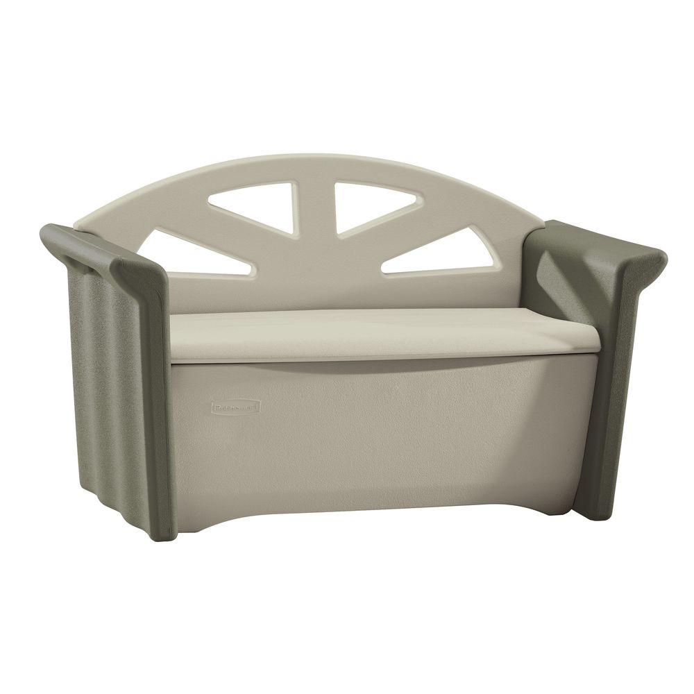 Rubbermaid 32 Gal. Resin Patio Storage Bench-FG376401OLVSS ...