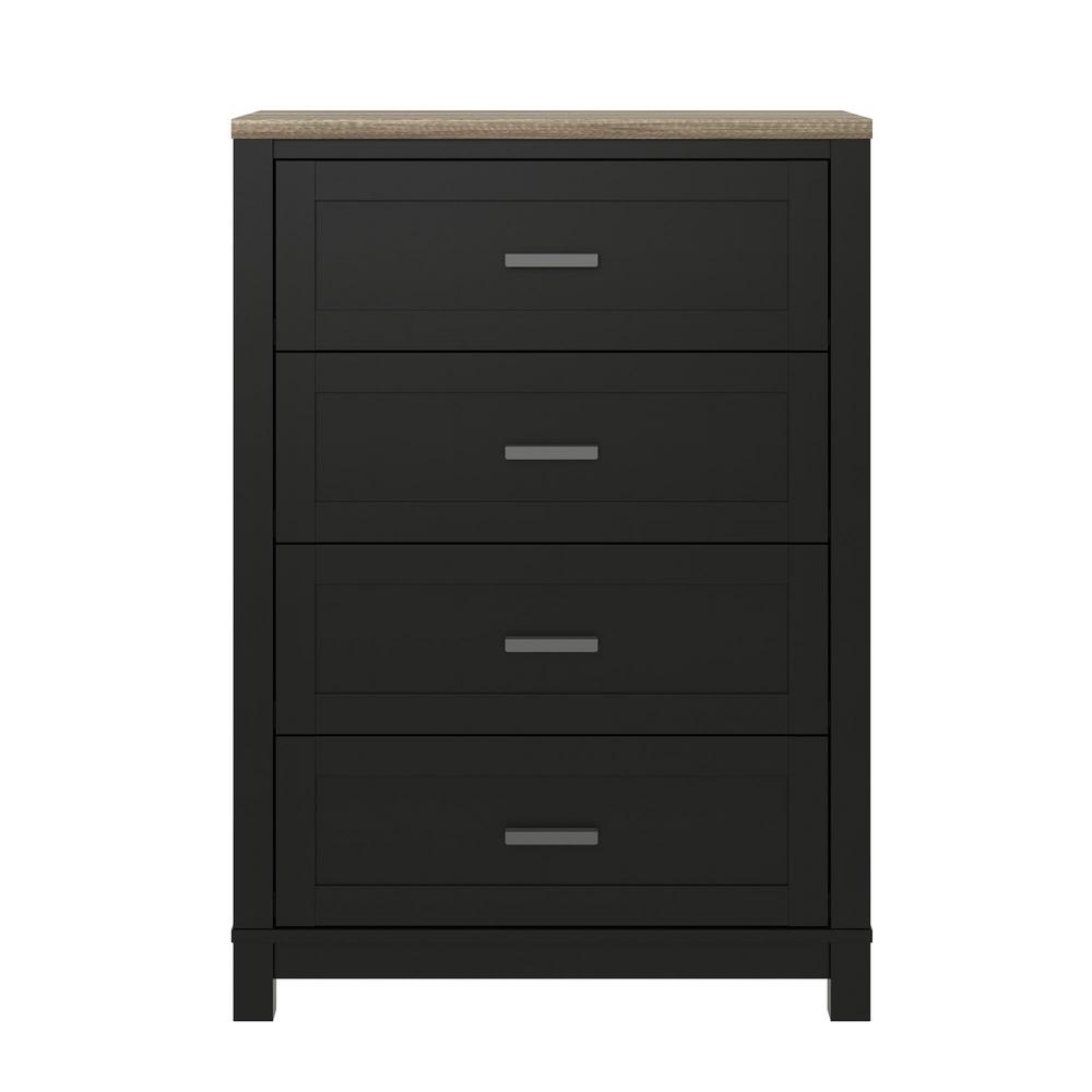 Ameriwood Viola 4 Drawer Black Light Brown Dresser Hd50954 The