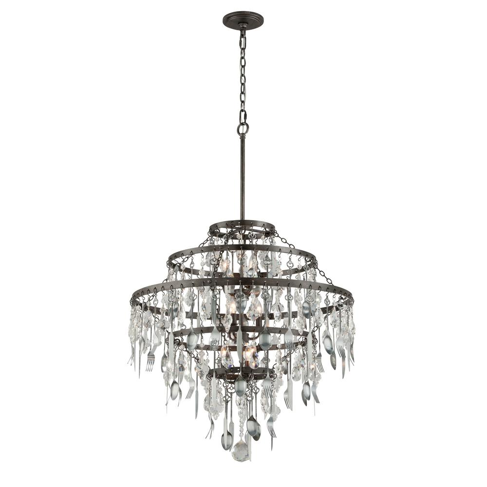 Troy Lighting Bistro 9 Light Graphite Chandelier F3809 The Home Depot Troy Lighting Bistro 9 Light Graphite Chandelier