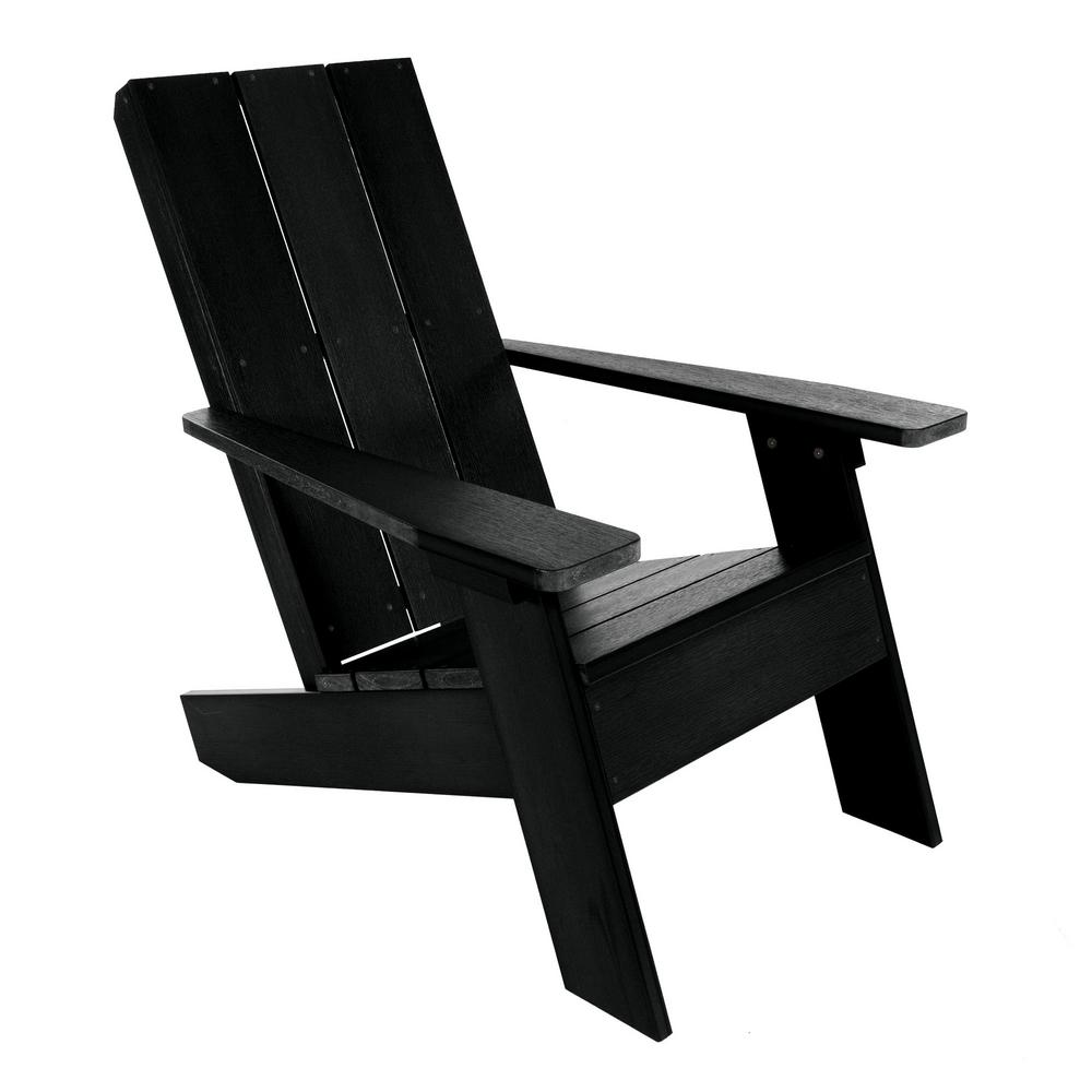 Highwood Barcelona Modern Black Plastic Adirondack Chair-AD-CHRAD01-BKE