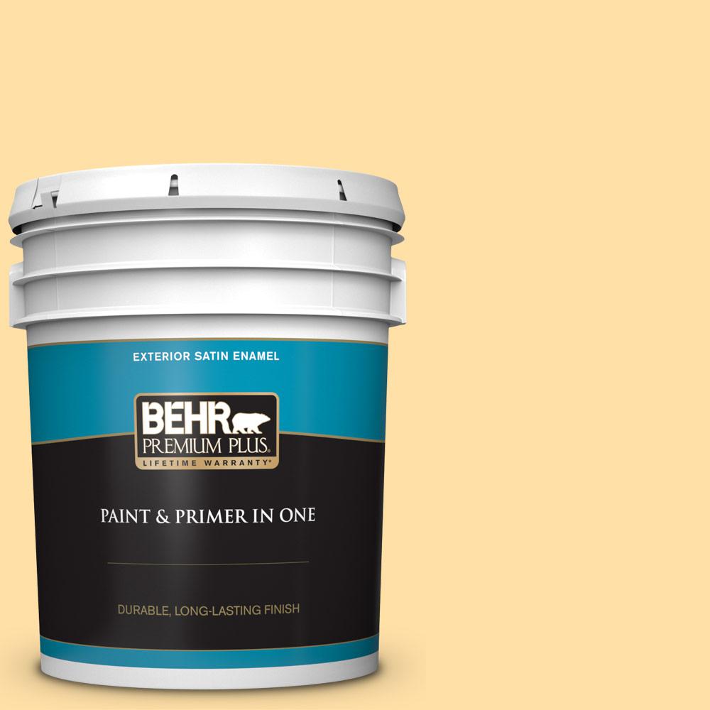 BEHR PREMIUM PLUS 5 gal. 310A3 Manila Tint Satin Enamel BEHR PREMIUM PLUS 5 gal. 310A3 Manila Tint Satin Enamel