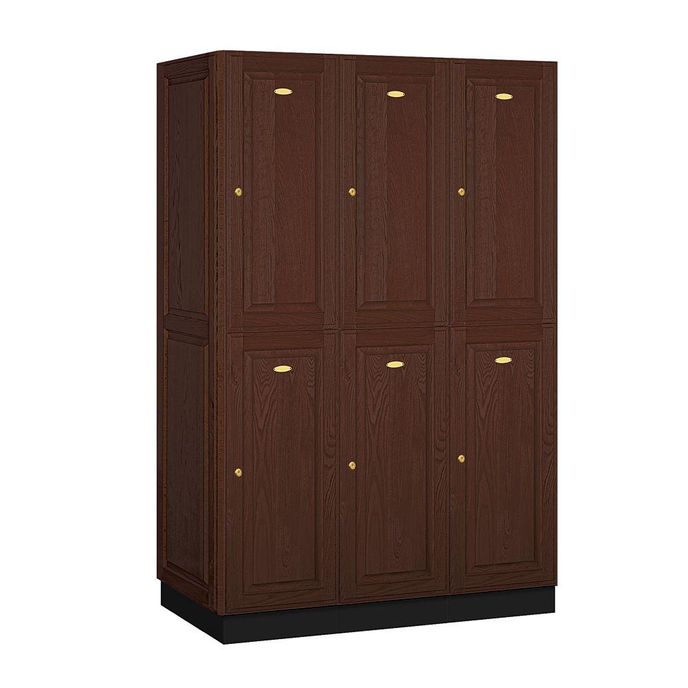 12000 Series 48 In W X 76 In H X 21 In D 2 Tier Solid Oak Executive Locker In Dark Oak