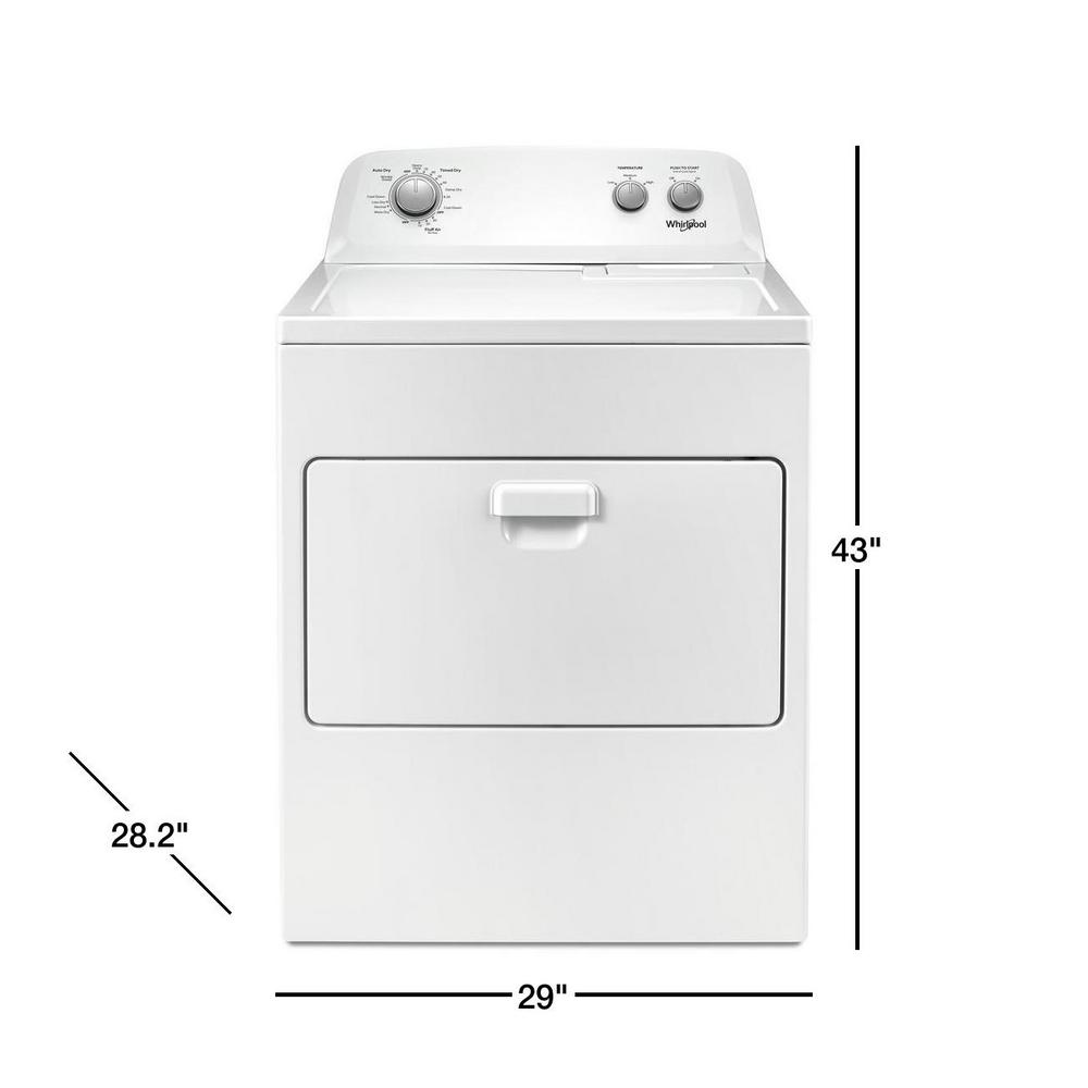 Whirlpool 7 0 Cu Ft 240 Volt White Electric Vented Dryer With Autodry Drying System Wed4850hw The Home Depot