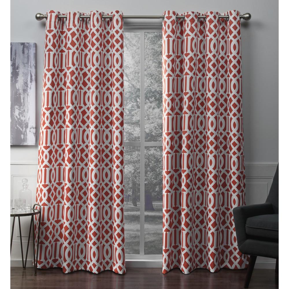 Scrollwork 52 In W X 96 In L Woven Blackout Grommet Top Curtain