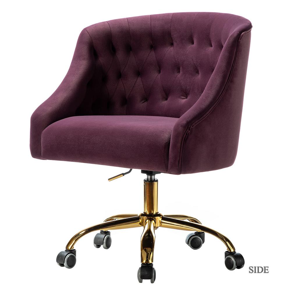 JAYDEN CREATION Lydia Purple Velvet Tufted Desk Chair-CHM6030-PURPLE