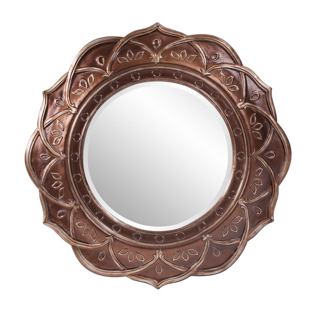 25 in. x 33 in. Oil Rubbed Bronze Round Framed Mirror 40108 The Home