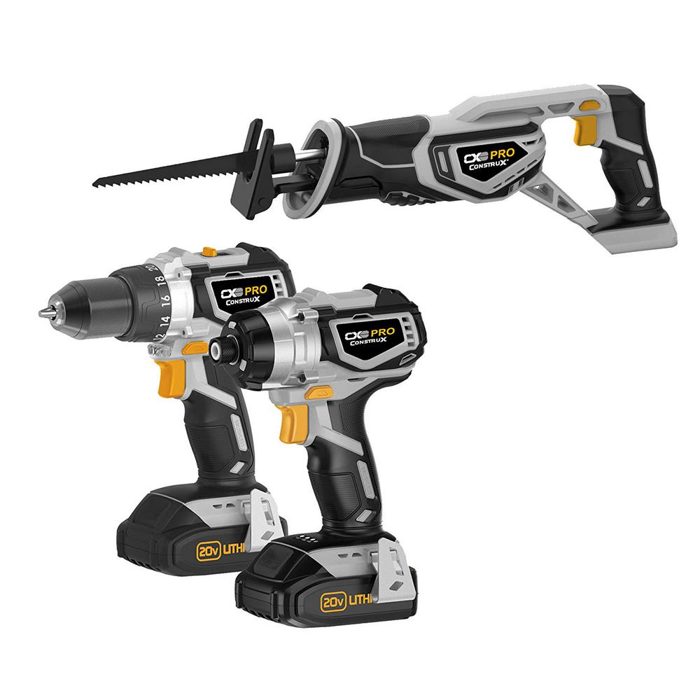 CX 20-Volt Lithium-Ion Cordless Combo Kit 3-Tool with 