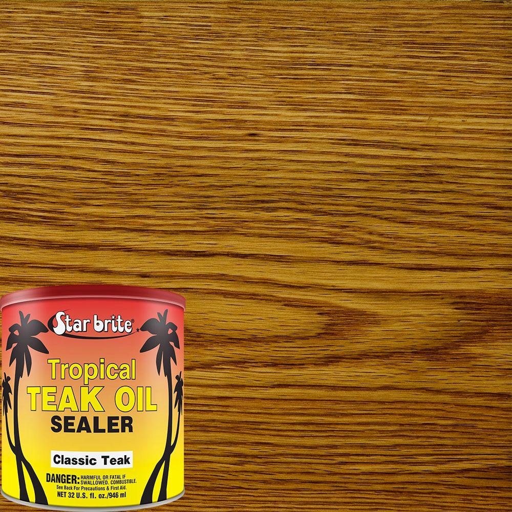 Star Brite 32 oz. Teak Classic Tropical Oil/Sealer088032 The Home Depot