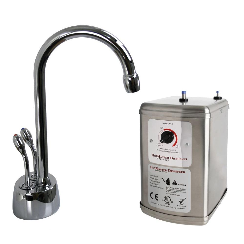 Westbrass Develosah 2-Handle Hot and Cold Water Dispenser with Tank in Polished Chrome