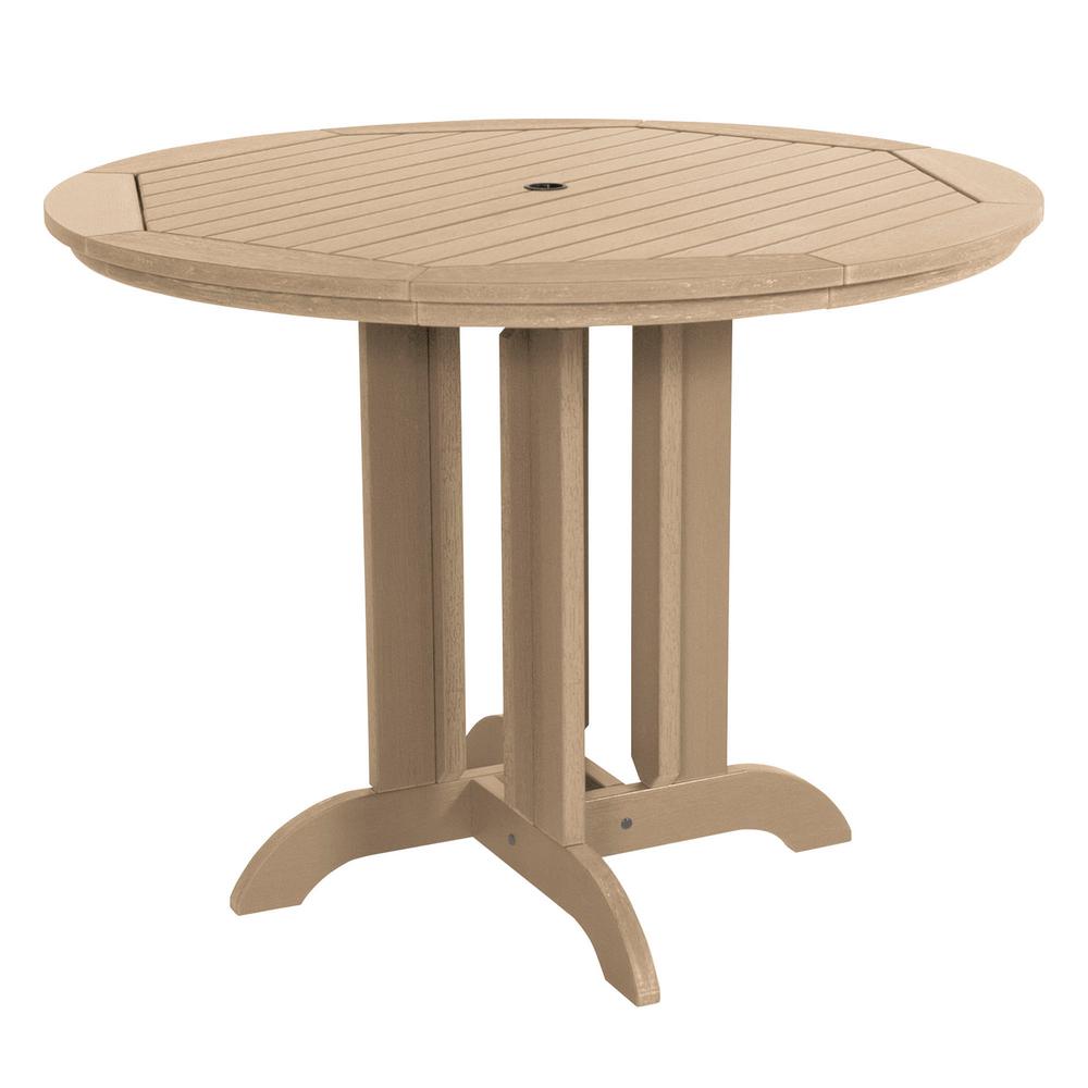 Highwood Tuscan Taupe Round Recycled Plastic Outdoor Counter Height Dining Table