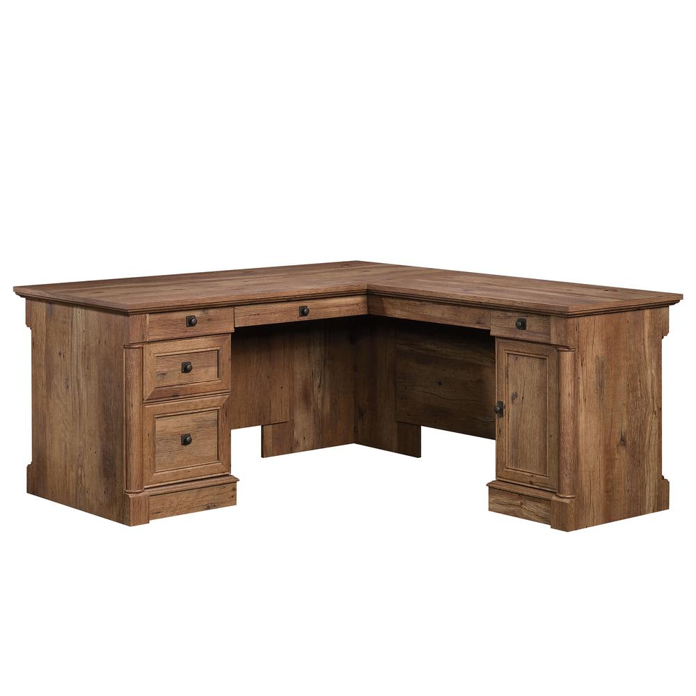 Sauder Palladia Vintage Oak L Shaped Desk 420606 The Home Depot
