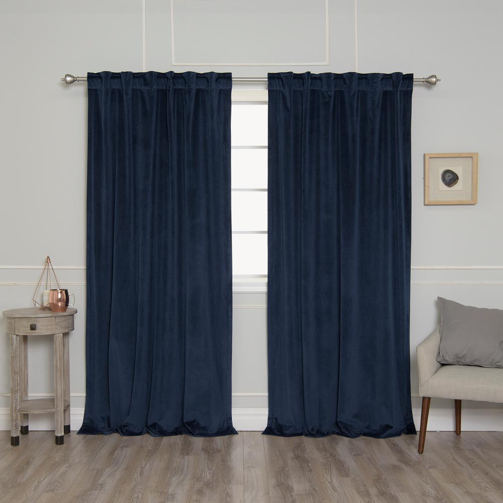 Best Home Fashion Navy 84 In L Room Darkening Luster Velvet Rod