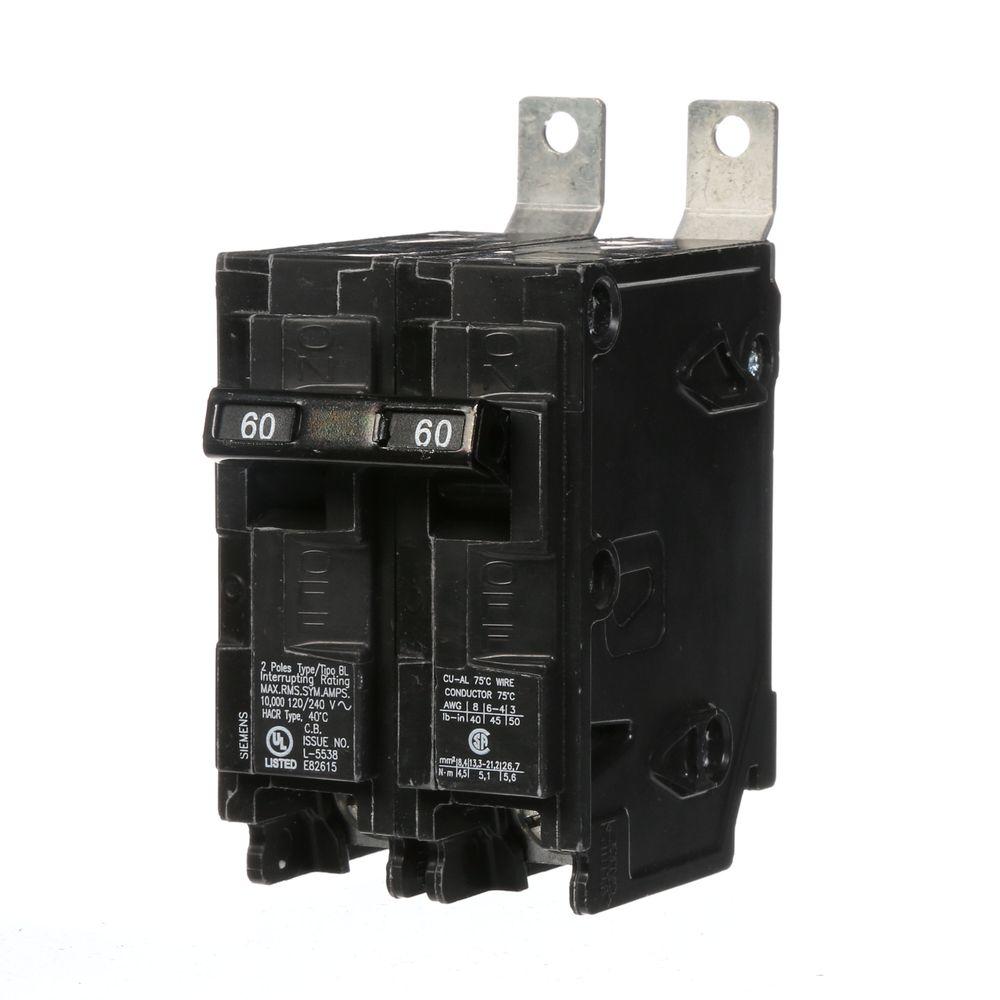 Siemens 60 Amp 2-Pole Type BL Bolt-On-Circuit Breaker-B260 - The Home Depot