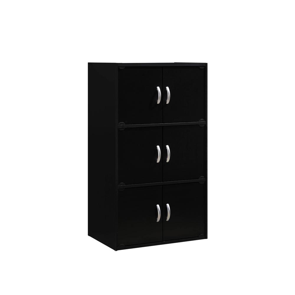 black 7 shelf book case wirh doors