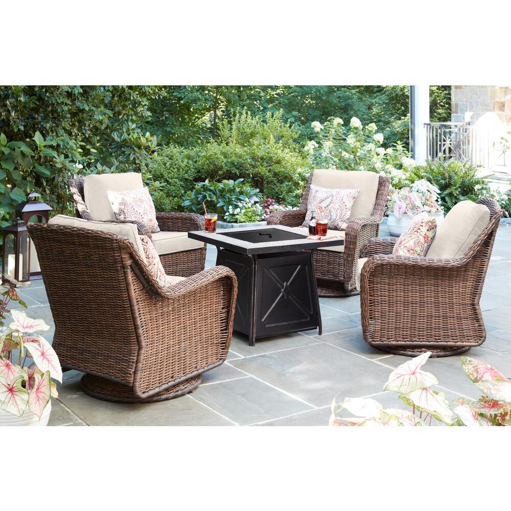 rocking chairs patio outdoor hampton bay cambridge chair wicker brown homedepot swivel zoom sunbrella beige depot