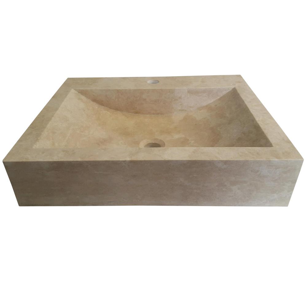 Unbranded Rectangular Natural Stone Vessel Sink in BeigeTM101LT The