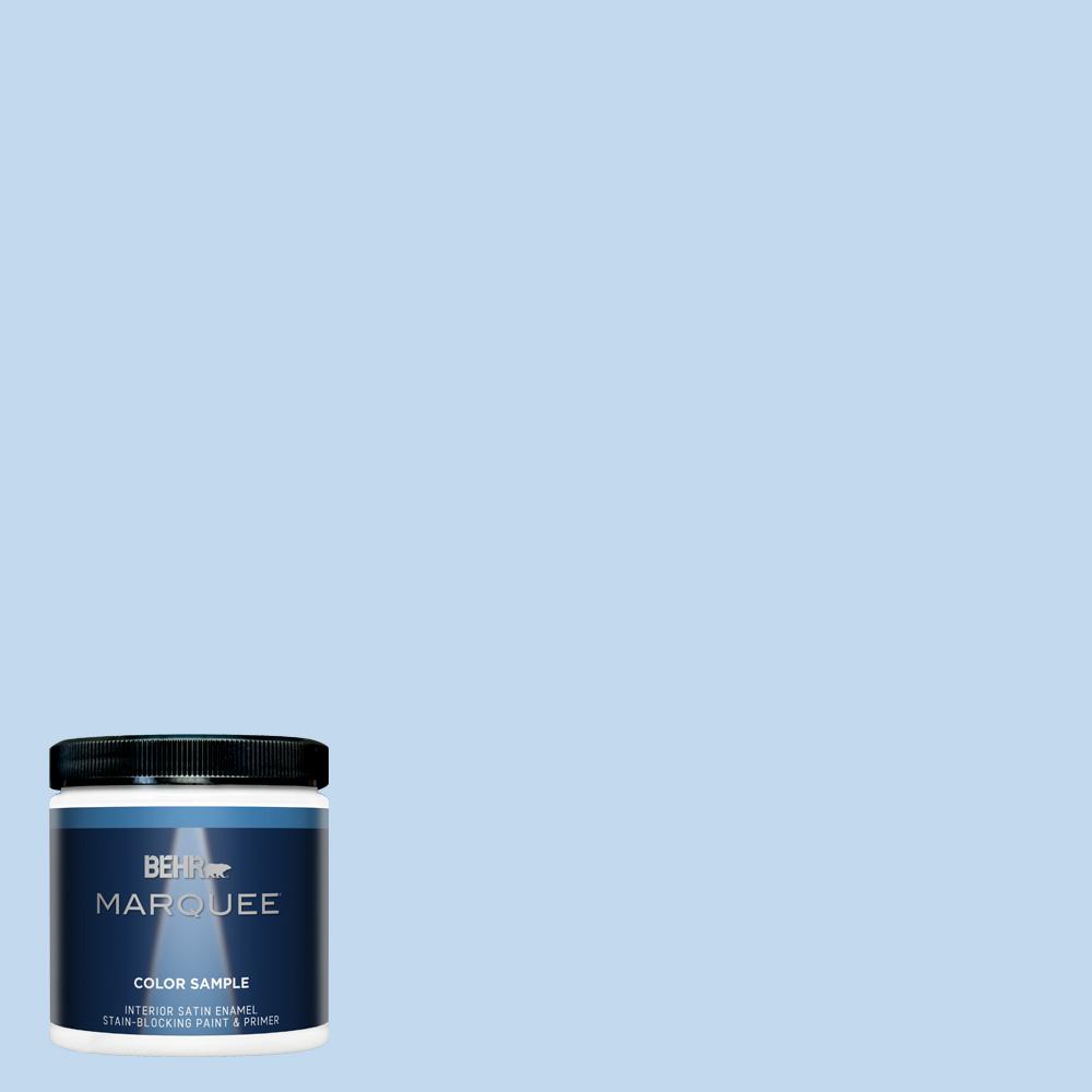 BEHR MARQUEE 8 oz. #560A-2 Morning Breeze Satin Enamel Interior/Exterior Paint and Primer in One 