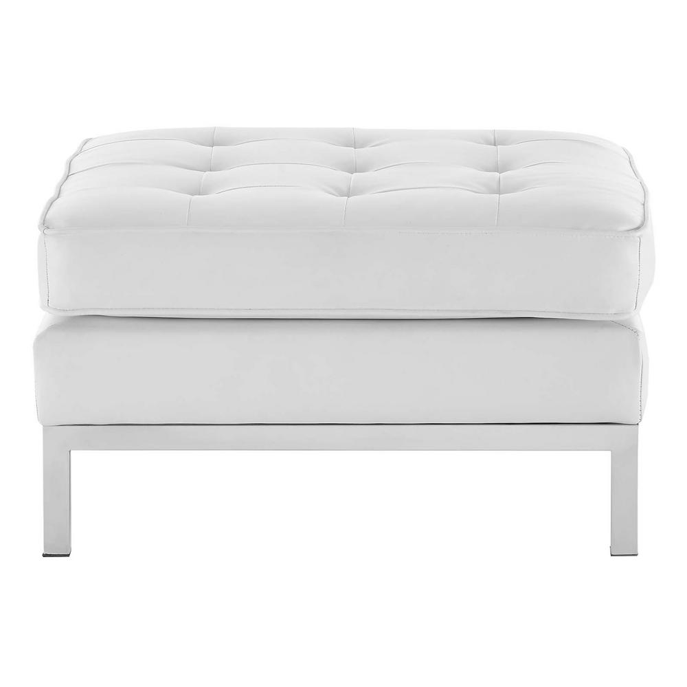 Modway Loft Silver White Tufted On Upholstered Faux Modway Loft Silver White Tufted On Upholstered Faux