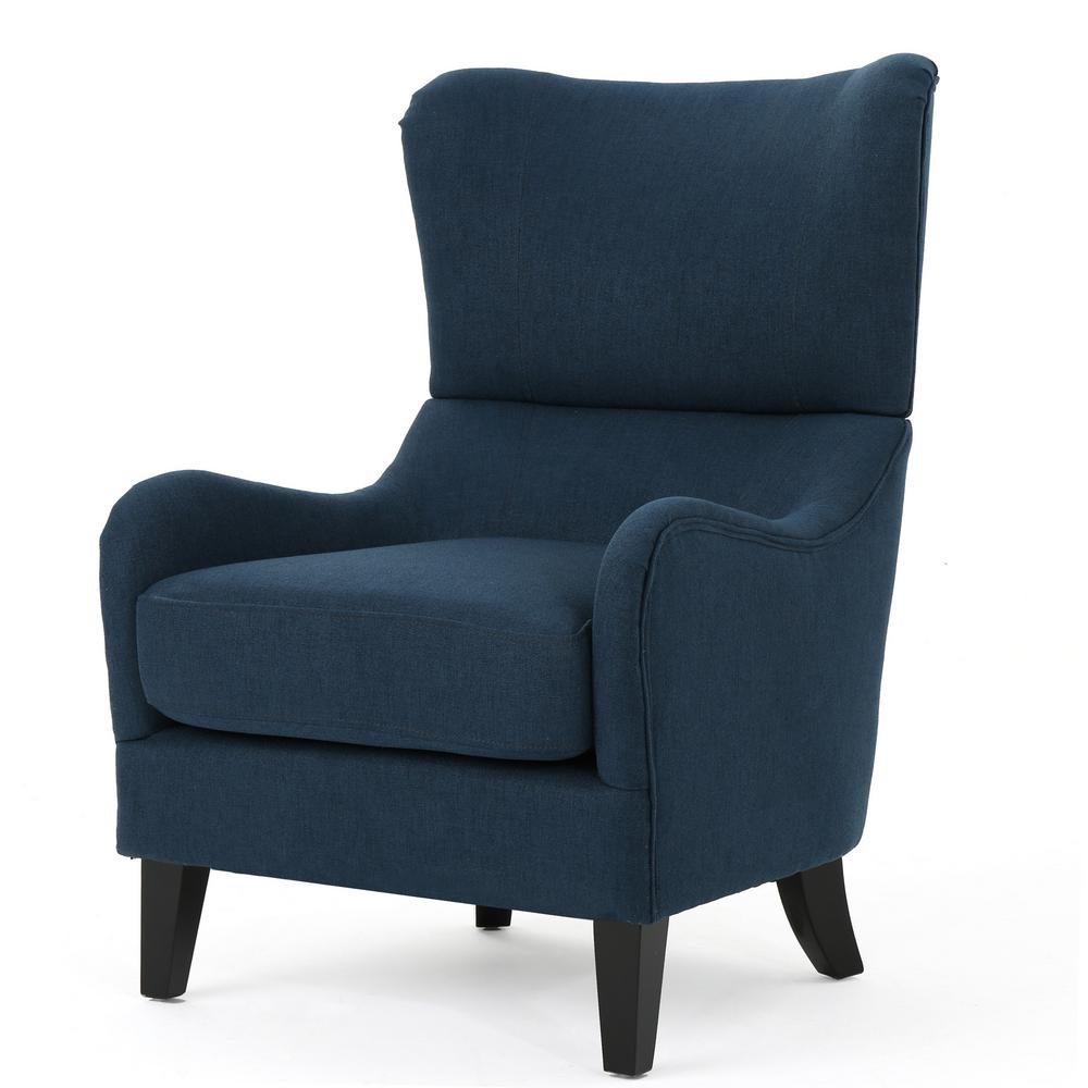 Noble House Quentin Navy Blue Fabric Sofa Chair 12566 The Home Depot