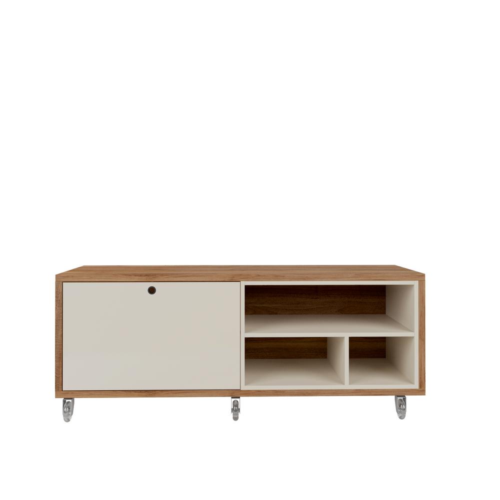 Luxor Hampton 53 62 In Off White And Nature Shoe Storage Bench