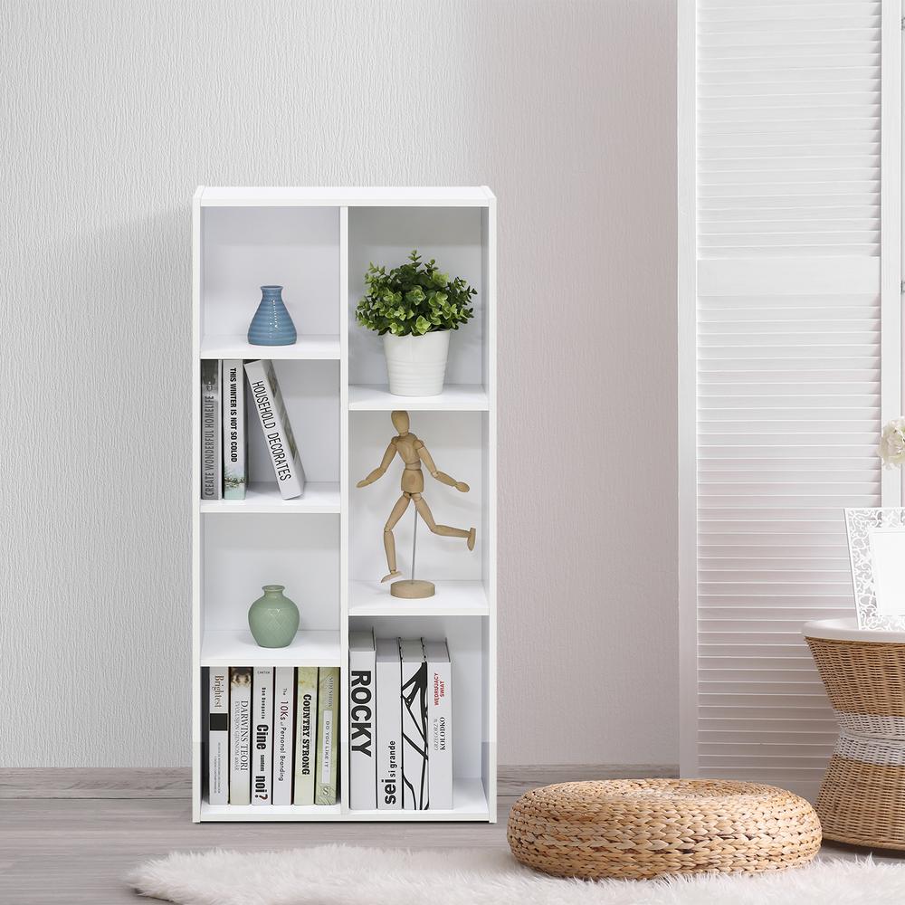 White 11048Wh Furinno 7-Cube Reversible Open Shelf