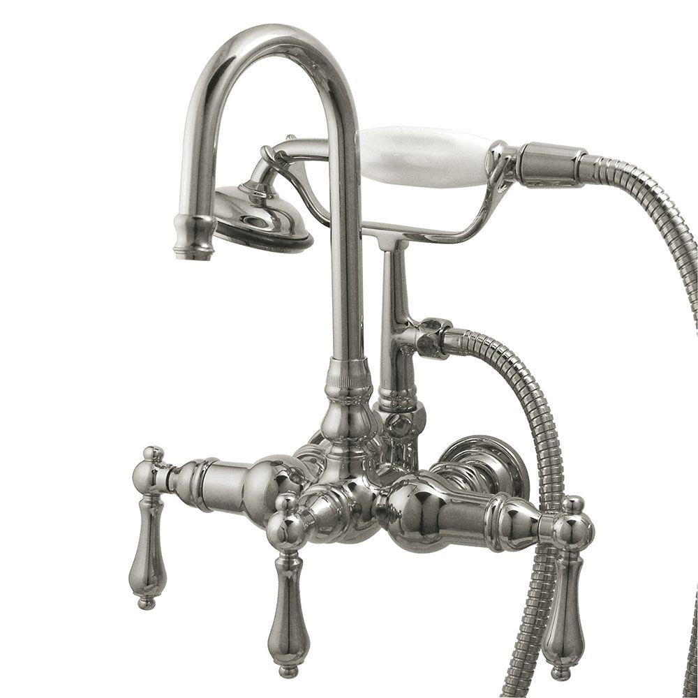 Kingston Brass 3 Handle Claw Foot Tub Faucet With Handshower In