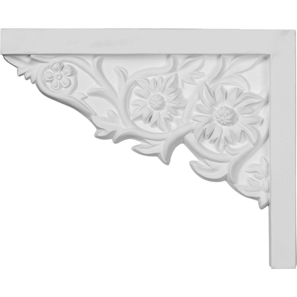 Ekena Millwork 11 3 4 In X 3 4 In X 7 7 8 In Primed Polyurethane Floral Large Right Stair Bracket Sb11x07fl R The Home Depot