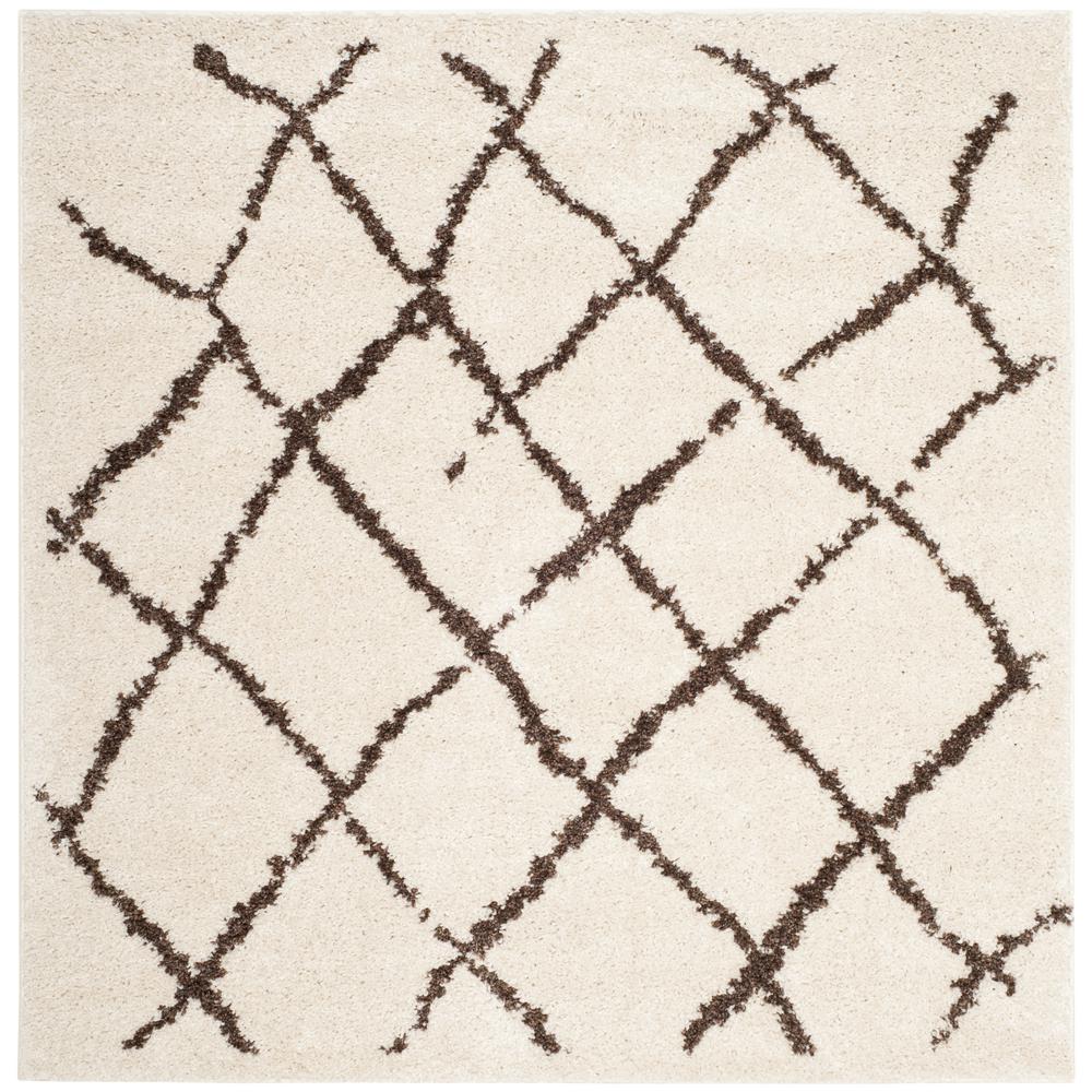 Safavieh Berber Shag Cream/Brown 5 ft. 1 in. x 5 ft. 1 in. Square Area Rug BER162A5SQ The