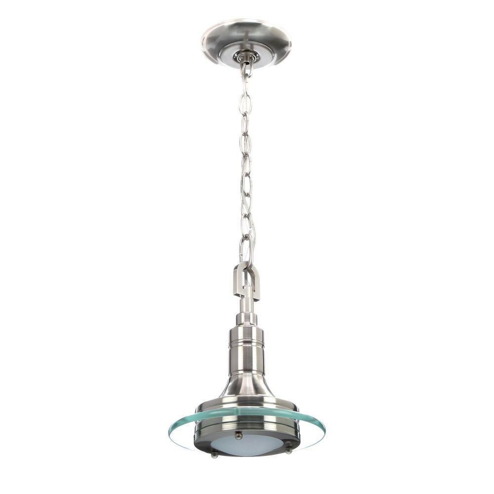 Hampton Bay Disc Collection 1-Light Brushed Nickel Mini Pendant with