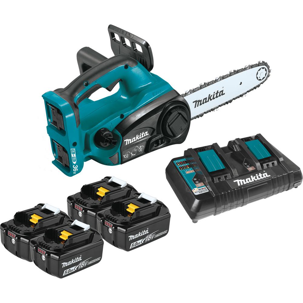 Makita 12 In 18 Volt X2 36 Volt Lxt Lithium Ion Cordless Chain Saw Kit With 4 Batteries 5 0 Ah