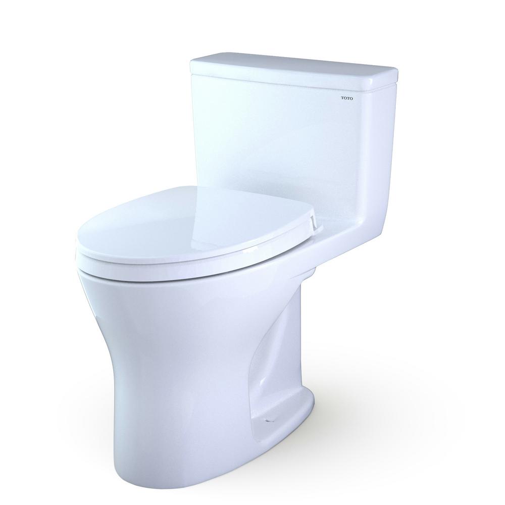 Toto Ultramax 1 Piece 0 8 1 0 Gpf Dual Flush Elongated Dynamax Tornado Flush Toilet In Cotton White Seat Included Ms856124cumg 01 The Home Depot
