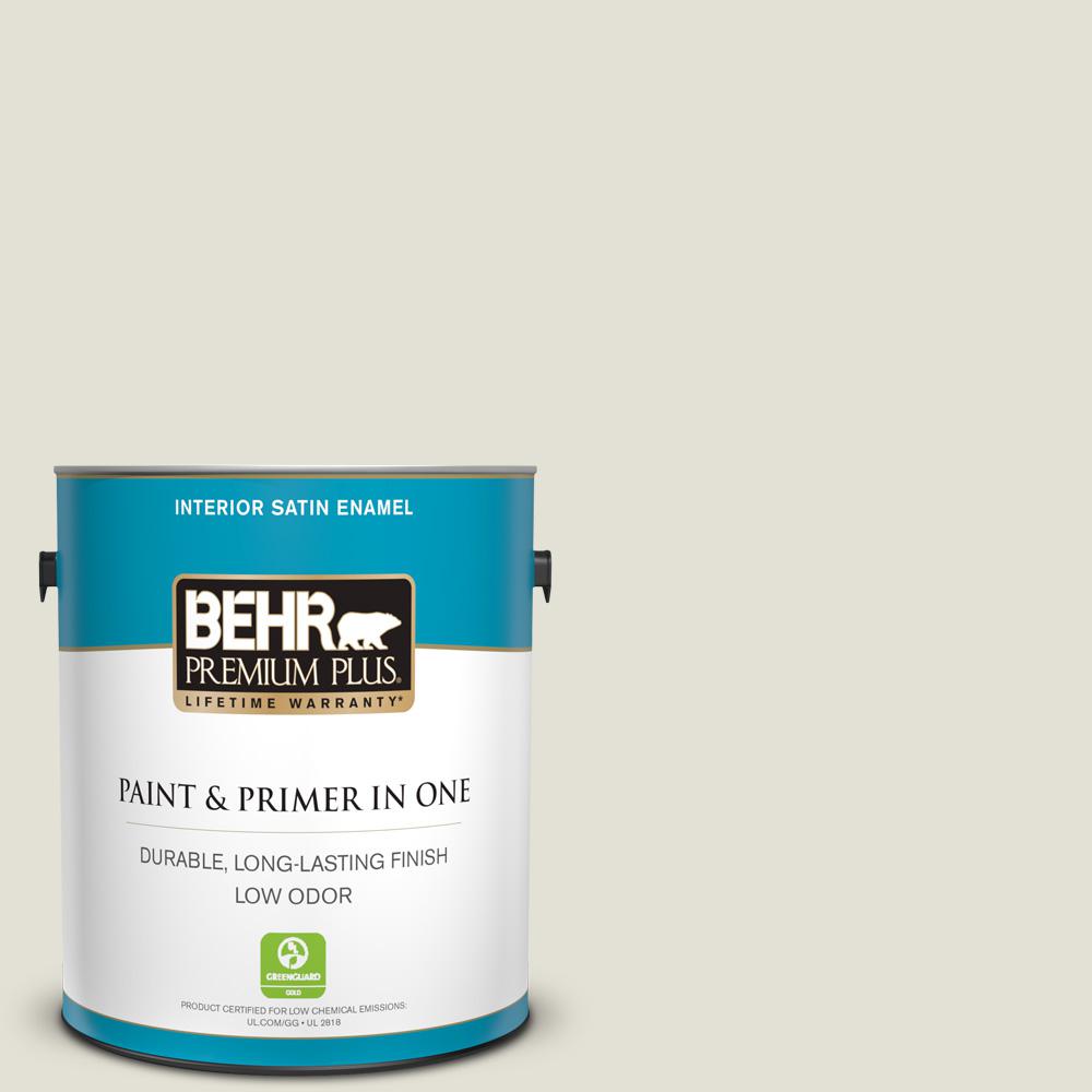 BEHR PREMIUM PLUS 1 gal. T1809 Soft Focus Satin Enamel Low Odor Interior Paint and Primer in