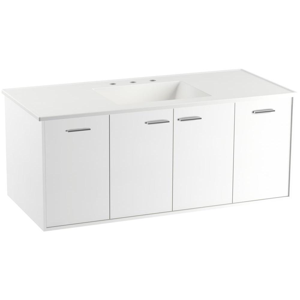 Kohler Jute 48 In Vanity In Linen White With Vitreous China Vanity Top In White K 99544 Sd 1wa 2783 8 G81 99688 Hf1 The Home Depot