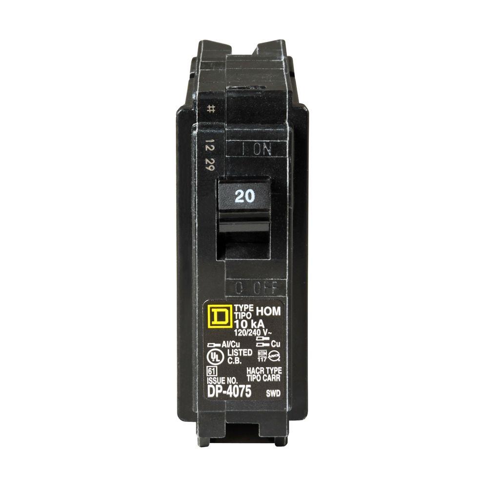 Square D Homeline 20 Amp 2-Pole GFCI Circuit Breaker-HOM220GFI ...