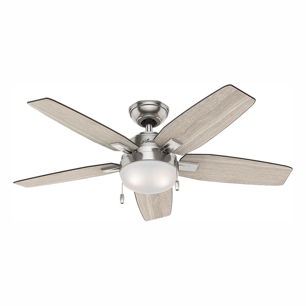 Hunter Antero 46 In Led Indoor Brushed Nickel Ceiling Fan With Light 59212 The Home Depot - Home Depot Ceiling Fans With Lights Brushed Nickel