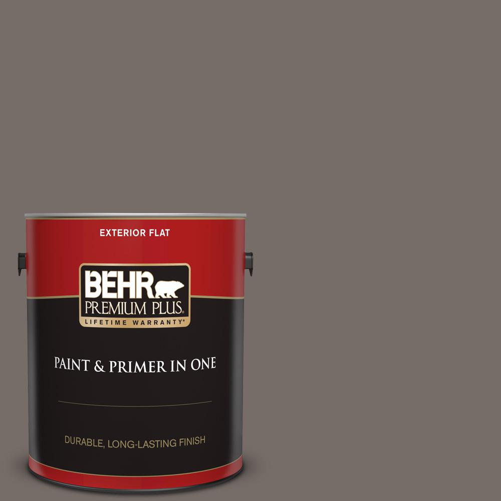 BEHR Premium Plus 1 gal. BNC37 Gray Owl Flat Exterior Paint and