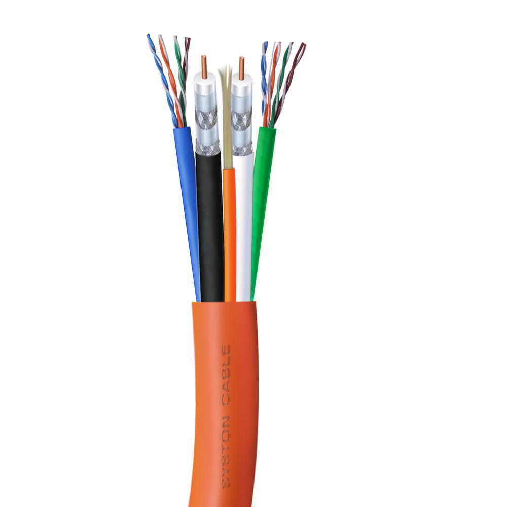 Syston Cable Technology 500 ft. 2x Cat5E 24Gauge/8Conductor Plus 2x RG6 Quad Plus 2x 62.5/125