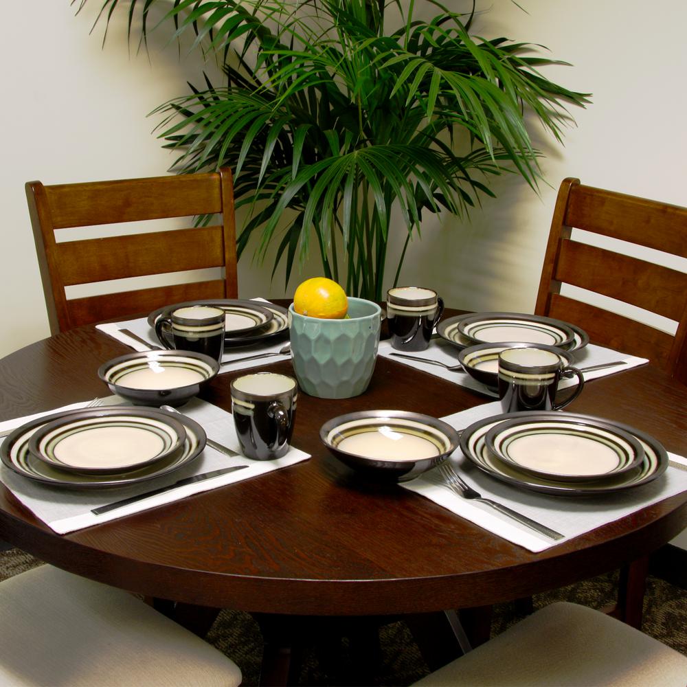 GIBSON elite Lewisville 16Piece Gray Dinnerware Set98597349M The