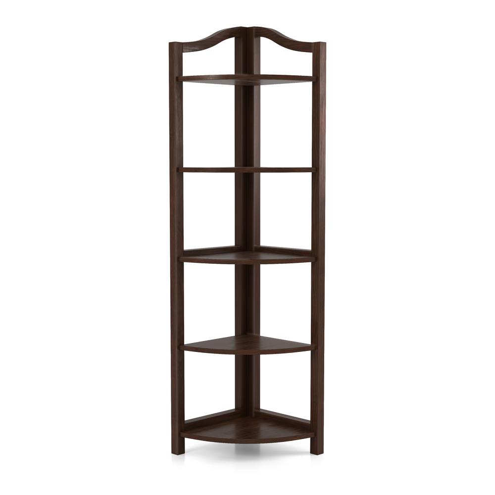 Furniture Of America 62 In Espresso Wood 5 Shelf Corner Bookcase