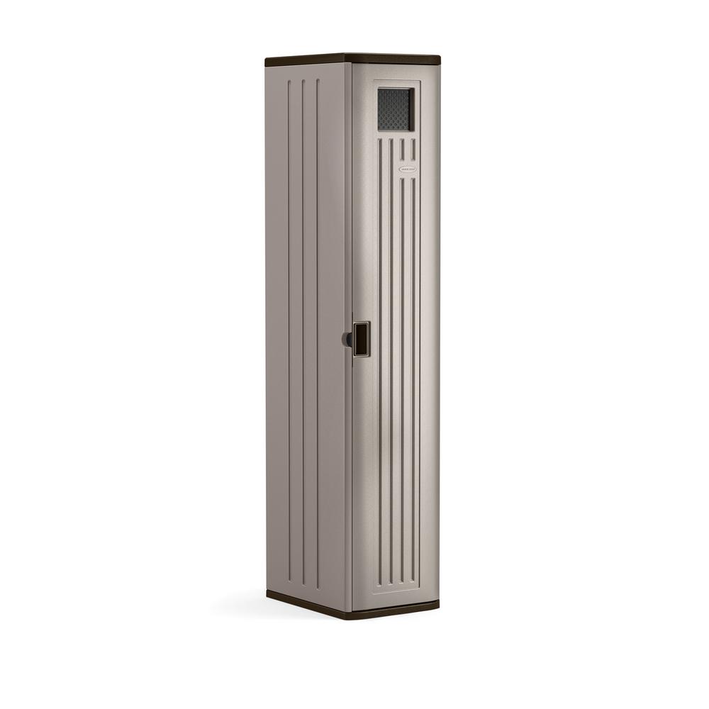 Suncast 72 In X 15 20 2 Shelf Resin Tall Storage Locker Platinum Bmc5800 The Home Depot