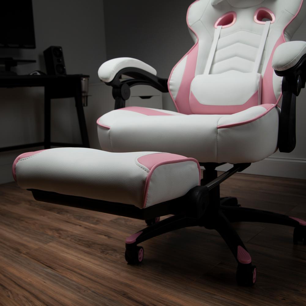 Respawn 110 Racing Style Gaming Chair Reclining Ergonomic Leather Chair With Footrest In Pink Rsp 110 Pnk Rsp 110 Pnk The Home Depot