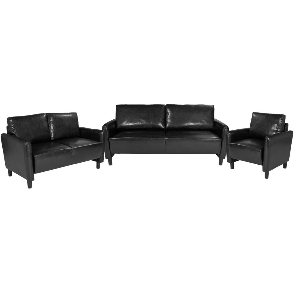 2 Piece Black Leather Living Room Sets