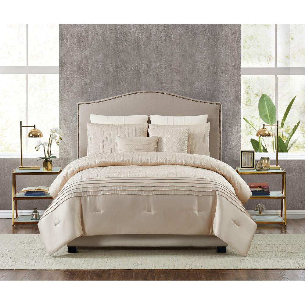 FIFTH AVENUE LUX Noelle 7Piece Gold Queen Comforter Set CS3211GDQ7