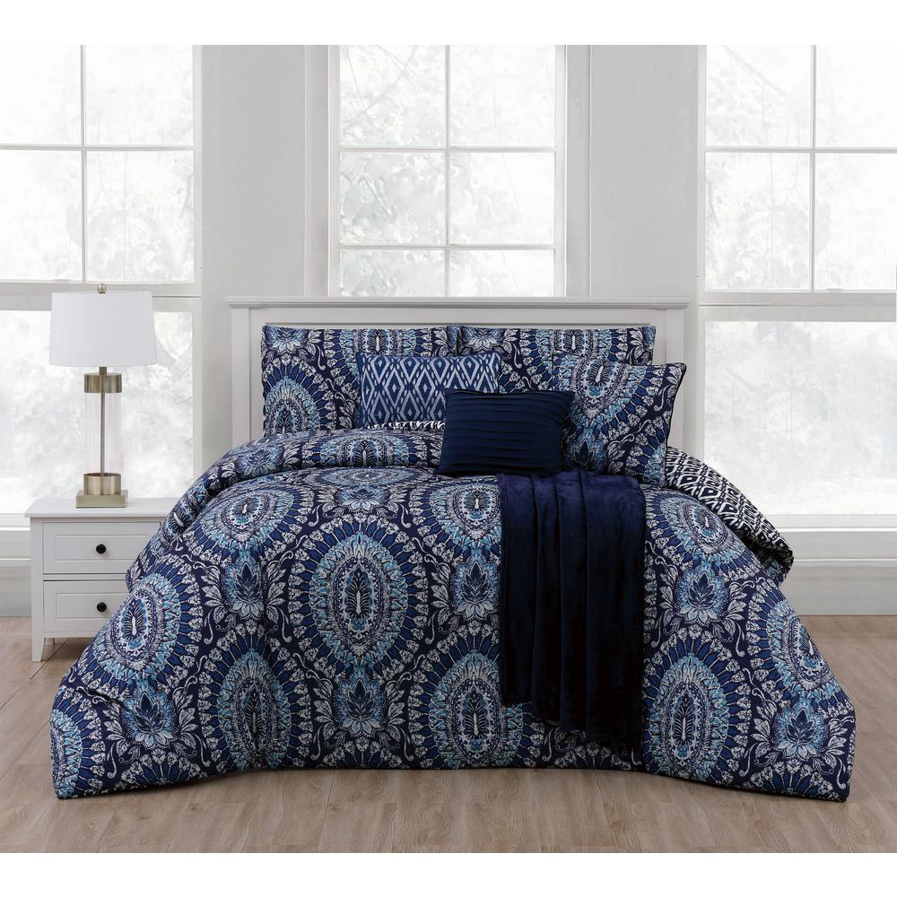 Avondale Manor Ella 7 Piece Mint Queen Comforter Set Ell7csquenghmt Kalden 7 Piece Blue Queen Comforter Set W Throw