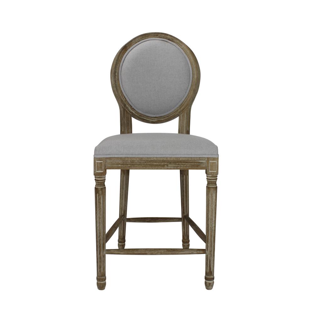 Louis 24 In Weathered Grey Upholstered Round Counter Chair Set Of Weathered Grey Upholstered Round Counter Chair Set Of 2