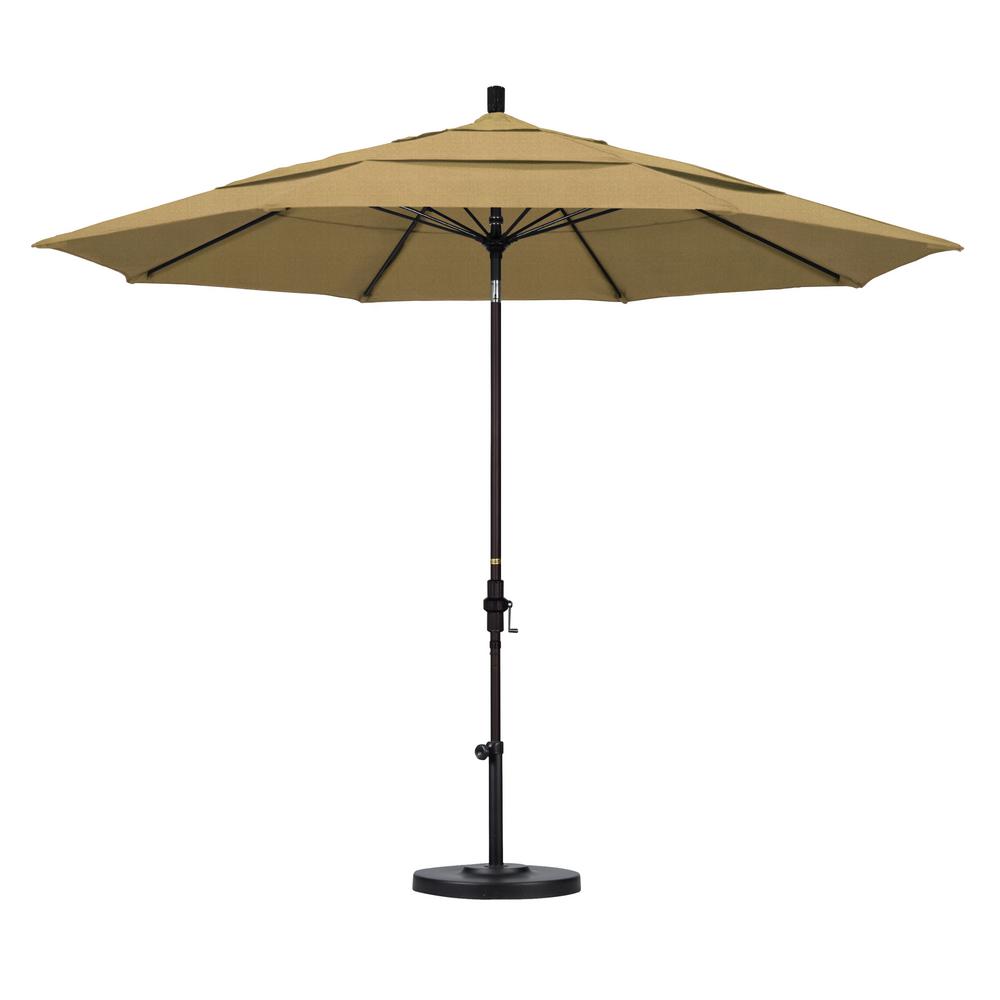 California Umbrella 11 Ft Fiberglass Collar Tilt Double Vented Patio Umbrella In Champagne Olefin Gscuf118117 F67 Dwv The Home Depot