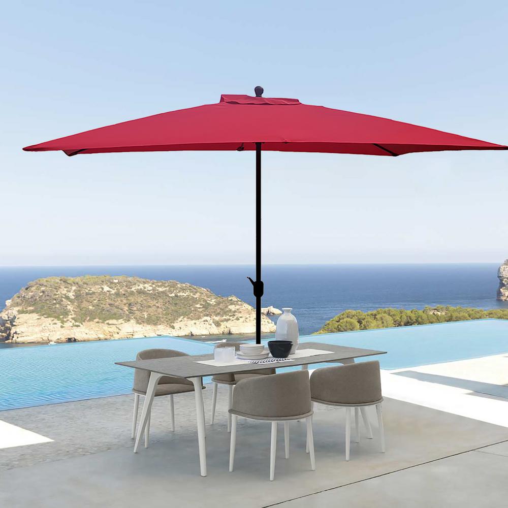 Boyel Living 10 Ft Powder Coated Rust Free Aluminum Crank Market Outdoor Patio Umbrella In Red Ed651020000107 The Home Depot